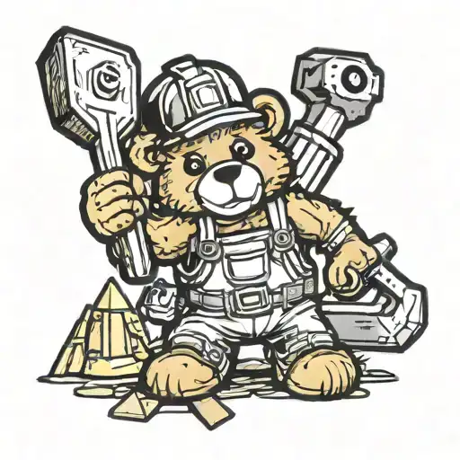 Teddy Bear Construction Worker Holding Hammer
