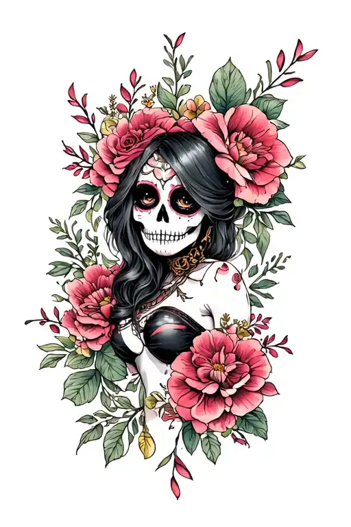 Beautiful Sexy La Muerta Forearm Piece