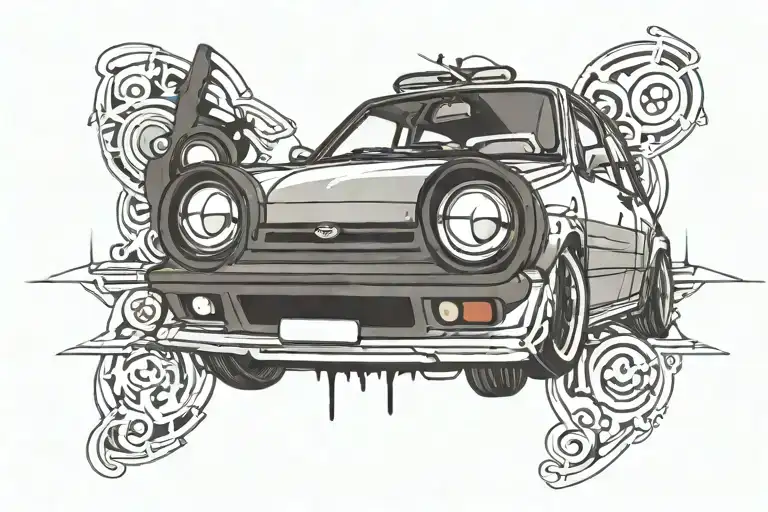 Cartoon Ford Fiesta Mk 5 With Eyes Front View