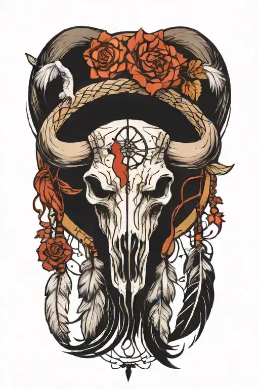 Dream Catcher Buffalo Skull