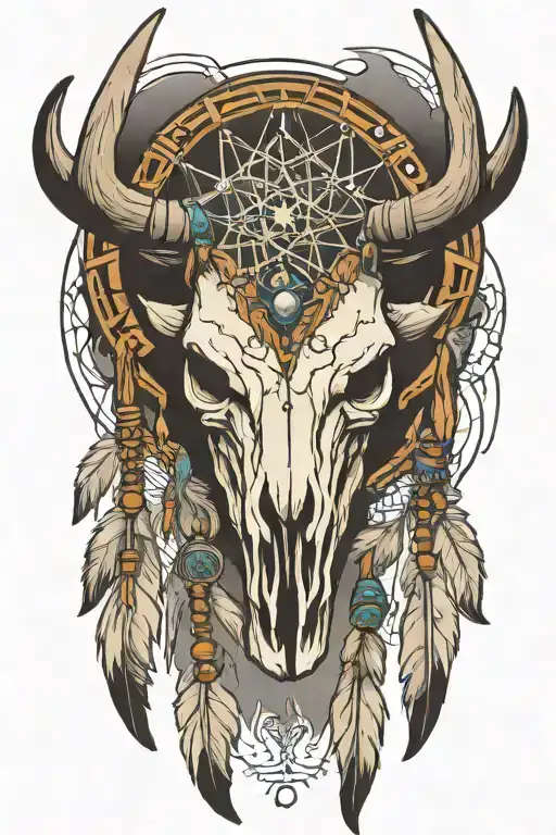 Dream Catcher Buffalo Skull