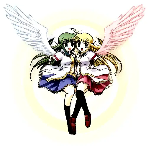 2 Angel With Wing Left One Has Left Wind Right One Has Right Wind Tattoo