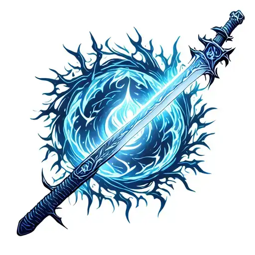 Anime Sword Katana Style With Thorns And Aura Surrounding