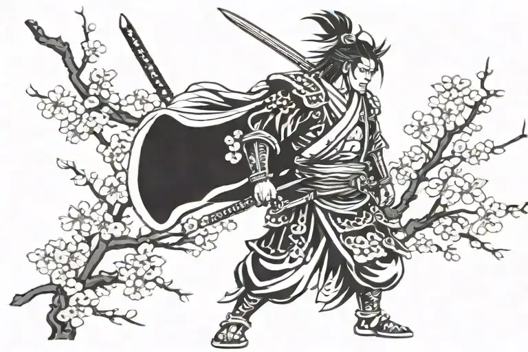 Samurai Warrior Cherry Blossom Tree