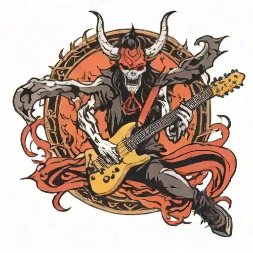 Satan Playing Flying V2 Guitar