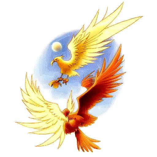 The Sun And Phoenix Bird