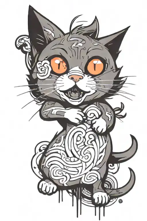 Cat That Is Frightened Standing Up With Heart Beating Out Of Chest