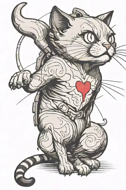 Cat Standing Up With Heart Beating Out Of Chest That Looks Scared