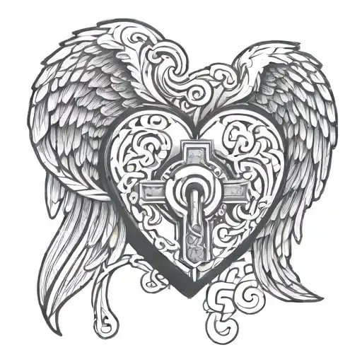 Half Angel Half Damon Heart Shaped Lock