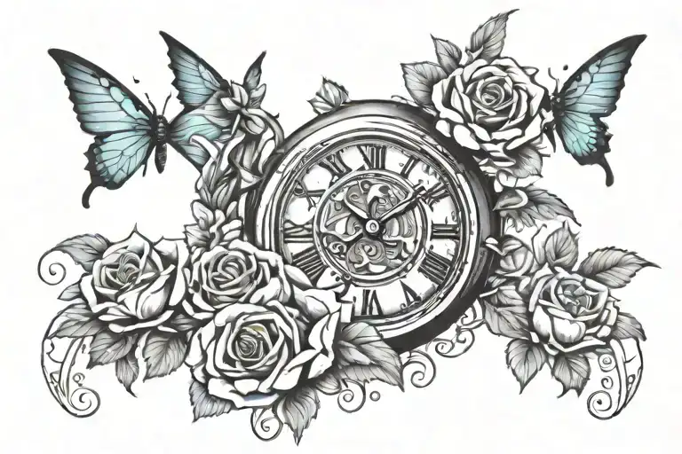 Clock And Roses