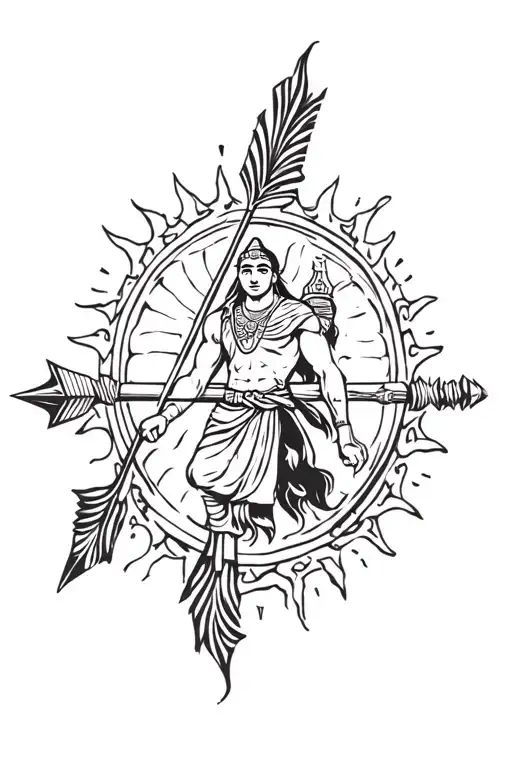 Mahabharat Karna With Arrow And Sun