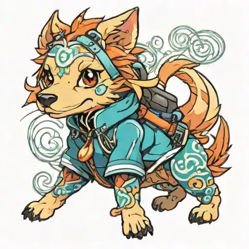 A Cute Kelpy Dog In A Samuri Suit