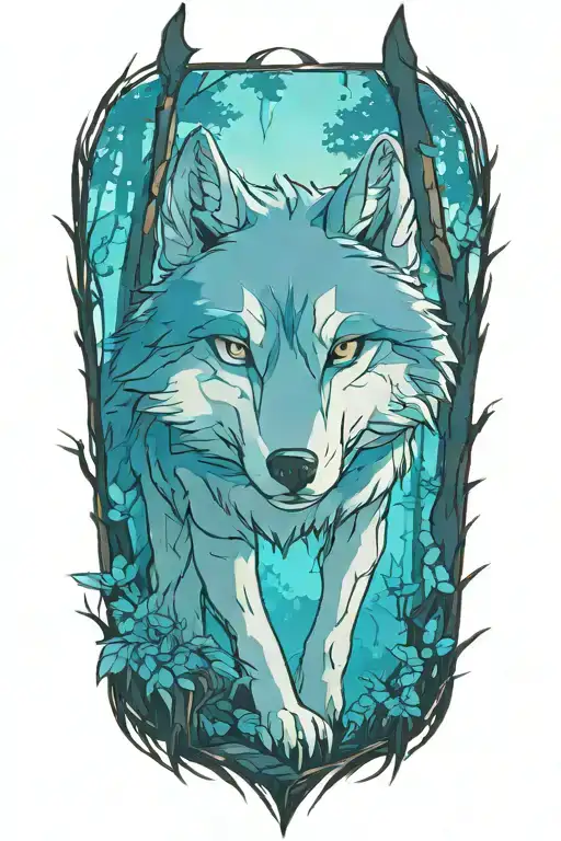 Wolf Blue Eyes Forest Landscape