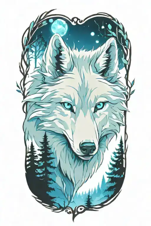 Wolf Blue Eyes Forest Landscape