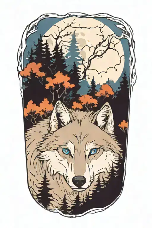 Wolf Blue Eyes Forest Landscape