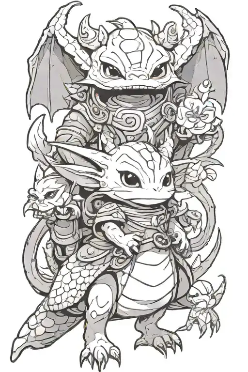 I Want A Grogu With A Dragon Standing Behind Hime Like Its Protecting Grogu