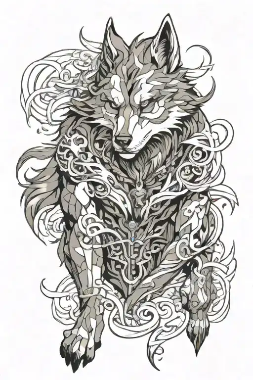 Tattoo Masculine Powerful Majestic Giant Naughty Wolf Entire Body