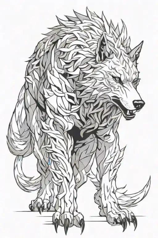 Tatoo Masculine Powerful Majestic Giant Wolf Entire Body With Shadows