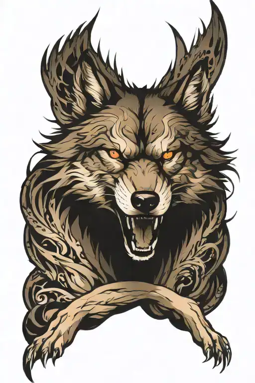 Tatoo Masculine Powerful Majestic Giant Wolf Entire Body