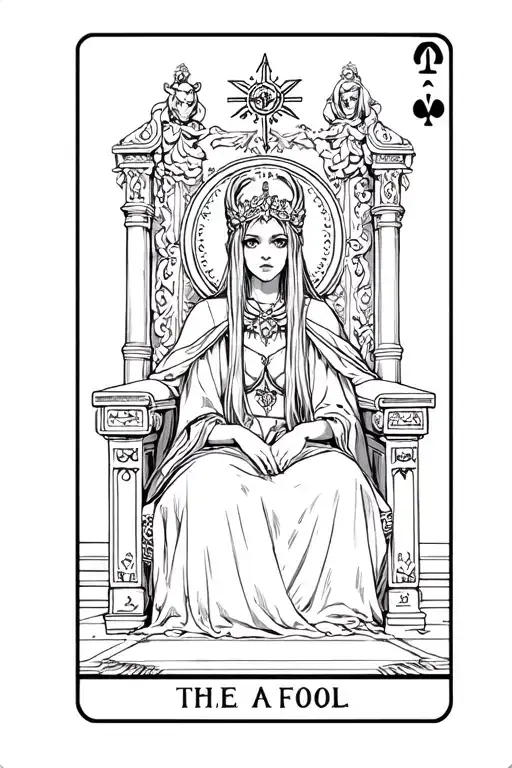 The Fool Tarot Card Girl Sitting In Throne Room Of God