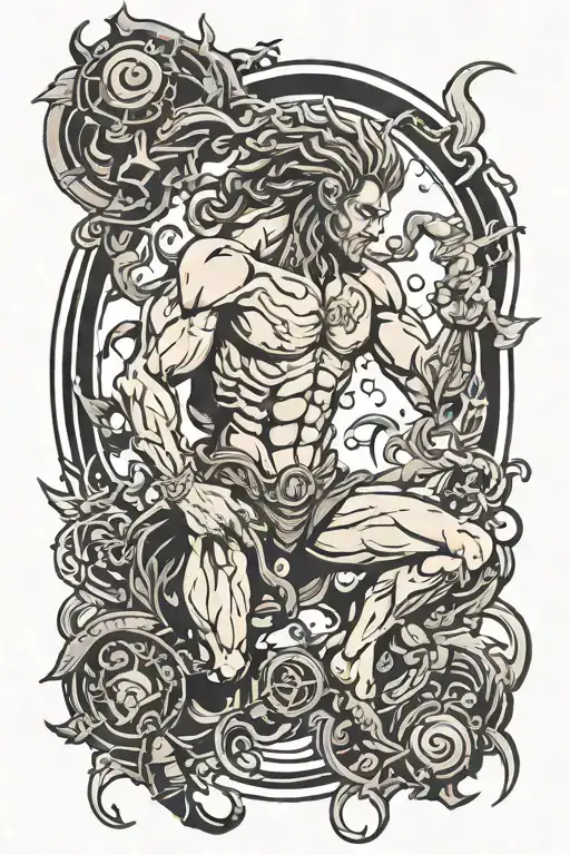 Scorpio By Greek God Figure Surrounded