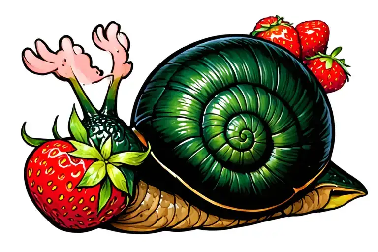Gangster Snail Eating Strawberries