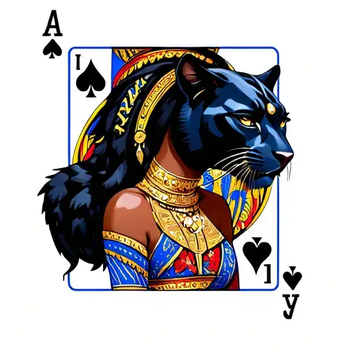 Nubian Princess With Black Panther And Ace Cards Background