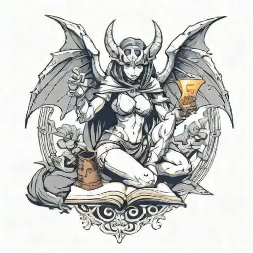 Female Gargoyle Warrior Reading