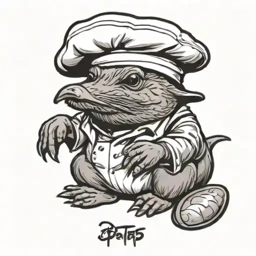 Platypus Wearing Chefs Hat Sitting