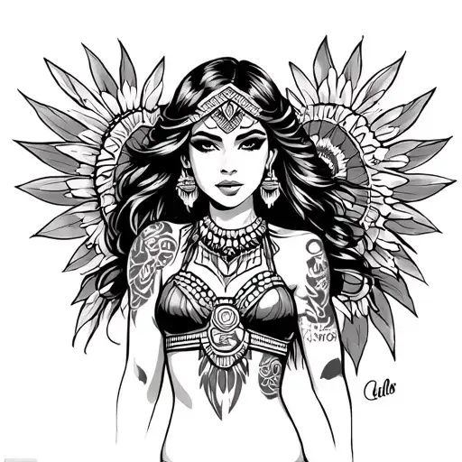 Aztec Girl As A Pinup Girl With