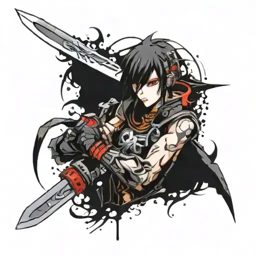 Goth Cyborg With A Blade