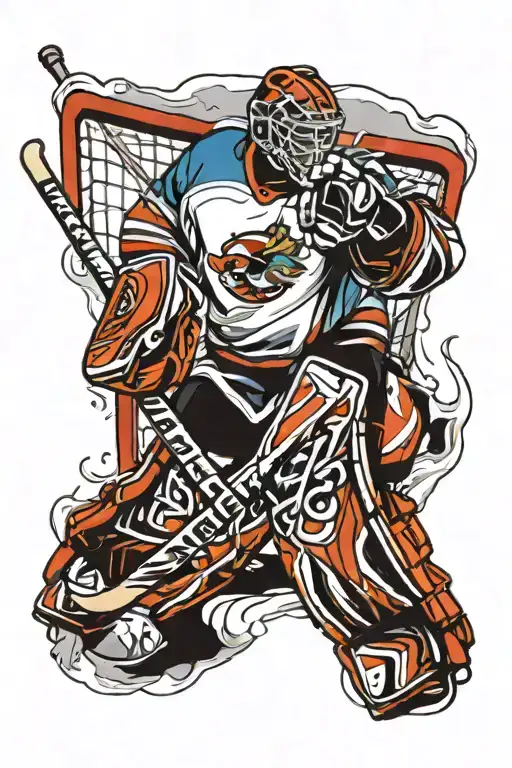 Ice Hockey Goalie Making A Save