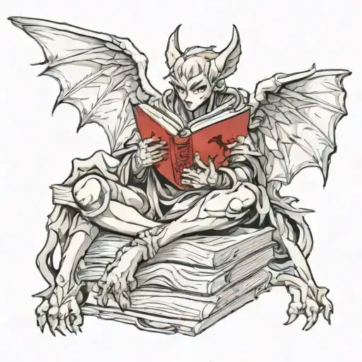 Female Gargoyle Warrior Reading