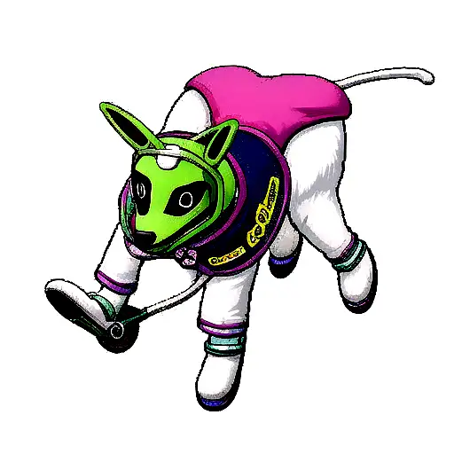 Gient Riding Dog Psycadelic Simple Line