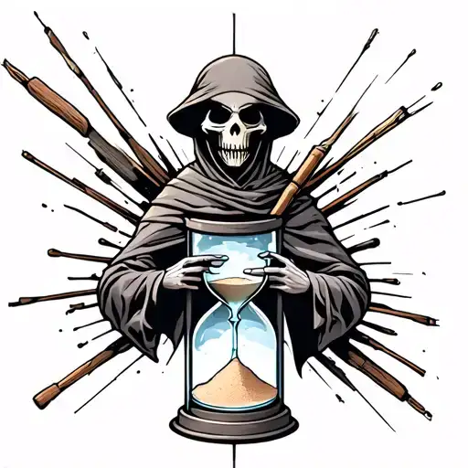 Grim Reaper Hour Glass With Sand