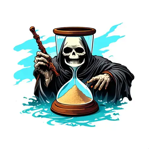 Grim Reaper Hour Glass With Sand