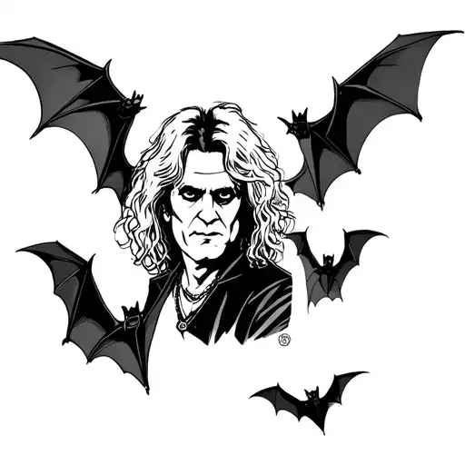 Ozzy Osbourne Cartoon With Bats Flying