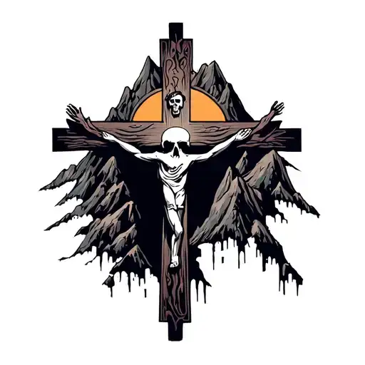 Christ Cross On Skull Mountain