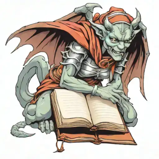 Female Gargoyle Warrior Reading