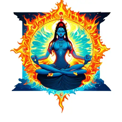 Bright Fiery Sun Shining Surrounded Om Suryay Namaha