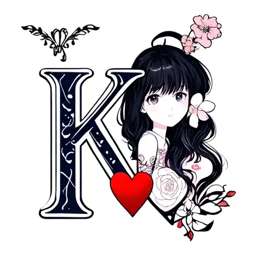 K And C With Heart Shape