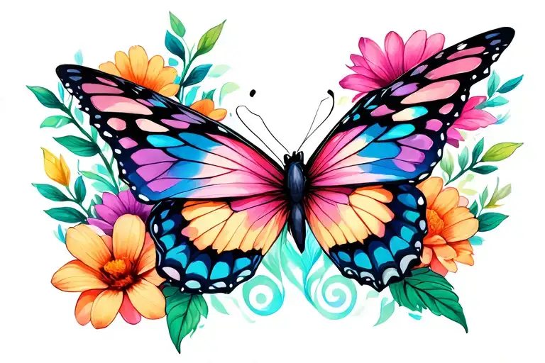 Flowers And Butterflies Flying