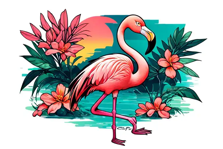 Flamingo Standing On One