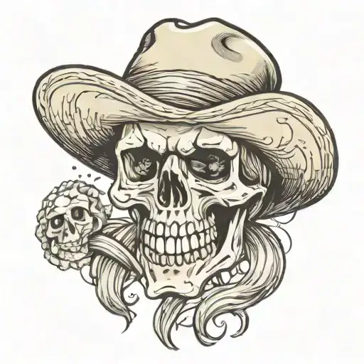 Skull Wearing Straw Hat