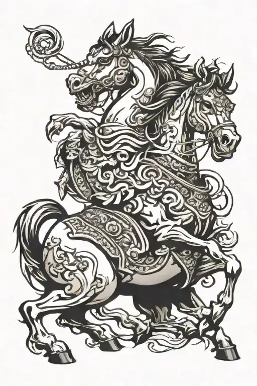 Chinese Horse Galloping With Fu Dog