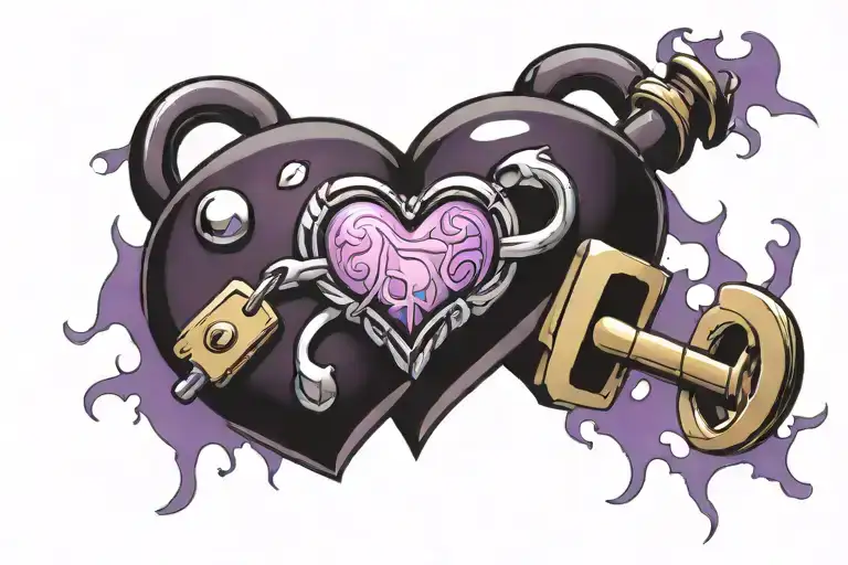 Purple Heart Shaped Lock Design
