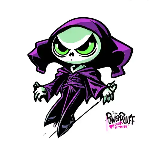 Grim Reaper In The Style Of The Powerpuff Girls Cartoon Show