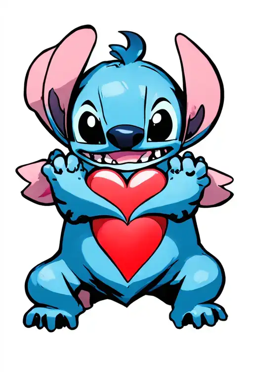 Stitch Using His Four Arms To Make A Big Heart Shape