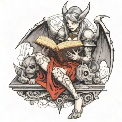 Female Gargoyle Warrior Reading