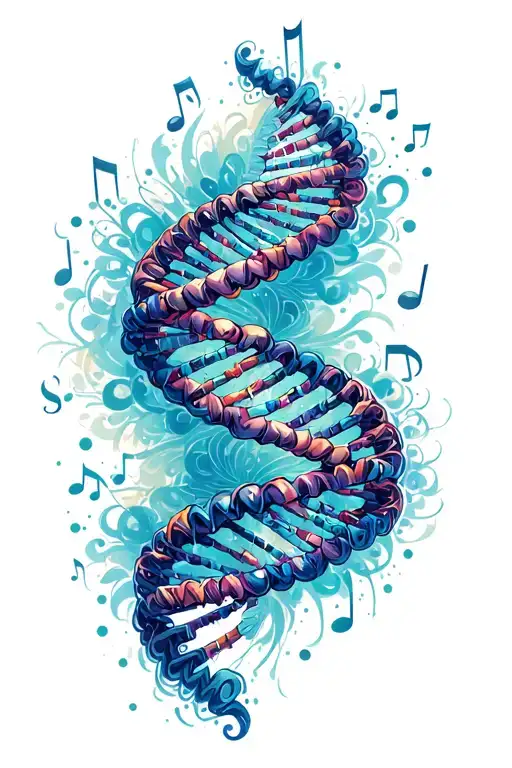 Dna Spiral With Music Note Intertwined